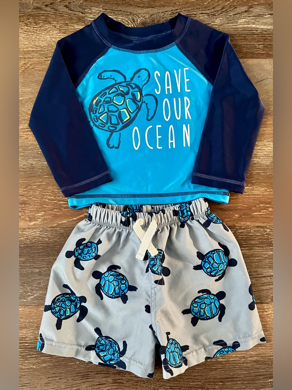 Gerber Baby Turtle Print Swim Set Size 6-9 Months